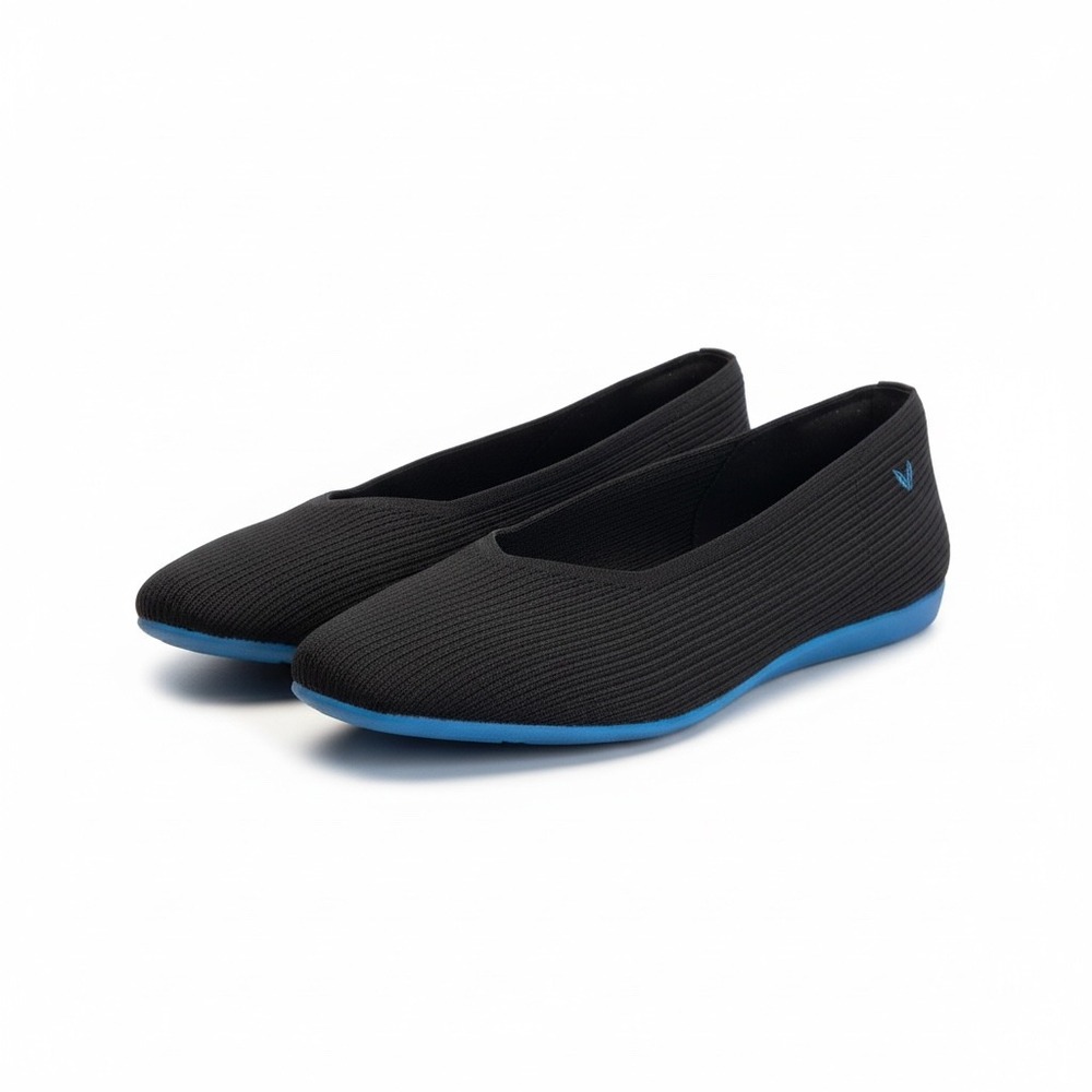 VIVAIA Margot Walker Square Toe Knit Flats Black Blue Sole EU 42